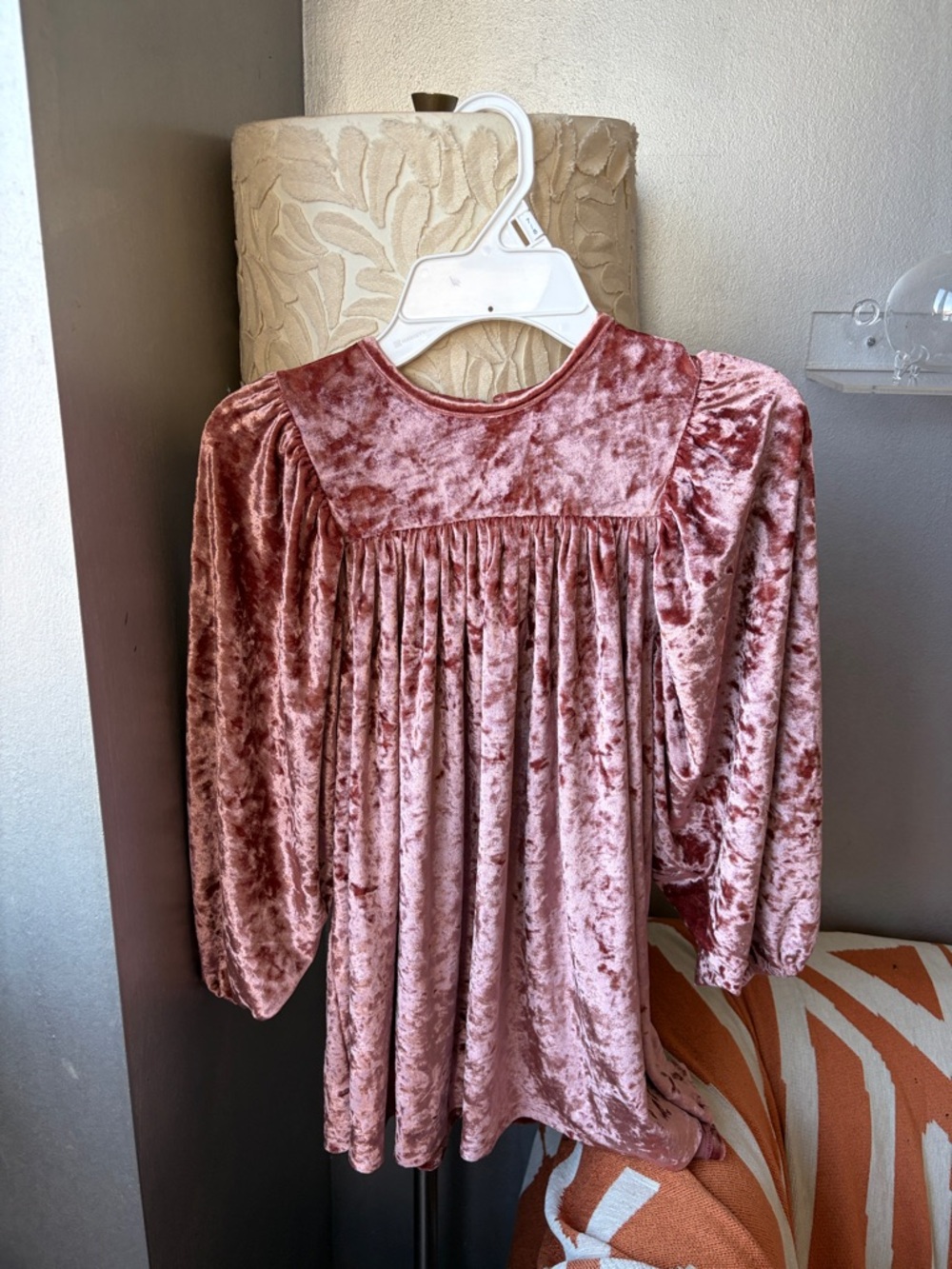 Oh Baby by Motherhood Rose Crushed Velvet Long-Sleeve Dress